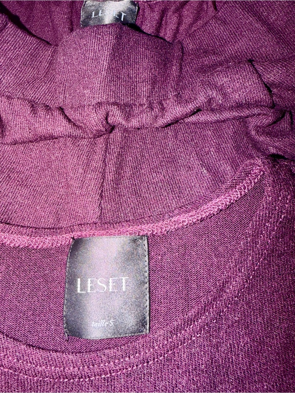 LESET Lauren Slim Fit Crewneck Top Dark Berry Small - Picture 5 of 5